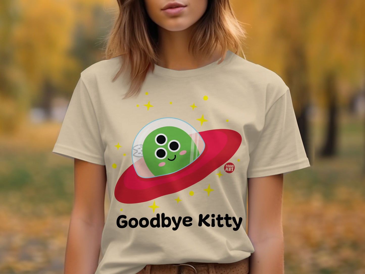 Goodbye Kitty Alien Space Graphic T-shirt