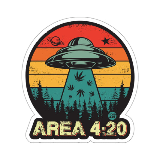 Area 4:20 UFO Alien Cannabis Retro Sunset 