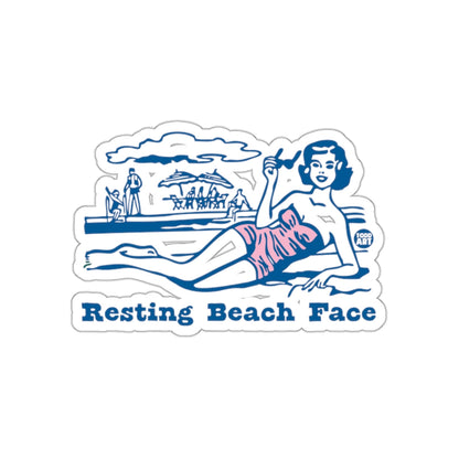 Resting Beach Face sticker with retro beach scene