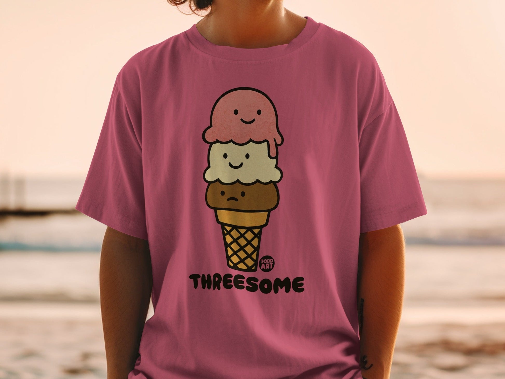 Cute Ice Cream Threesome Graphic Tee for Summer