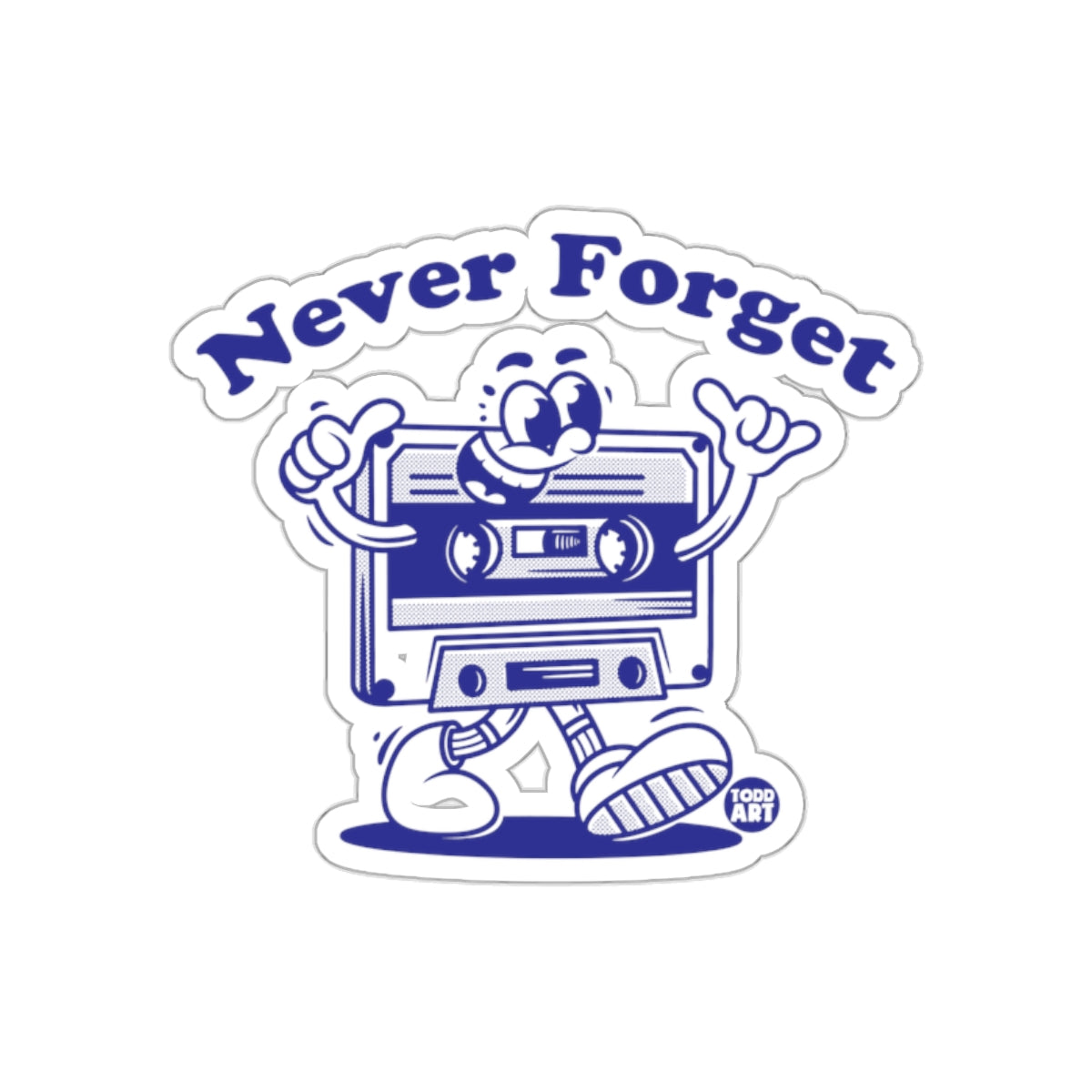 Never Forget Retro Cassette Tape Cartoon Character sticker