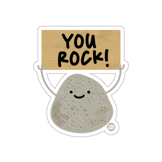 Cute Smiling Rock Holding You Rock Sign Sticker