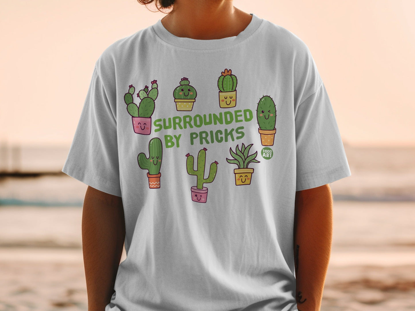 Surrounded by Pricks Cute Cartoon Cactus T-Shirt