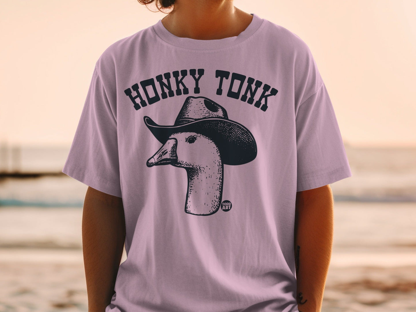 HONKY TONK Duck with Cowboy Hat Graphic T-shirt