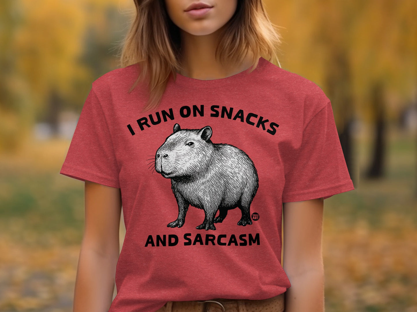 I Run On Snacks And Sarcasm Funny Graphic T-Shirt