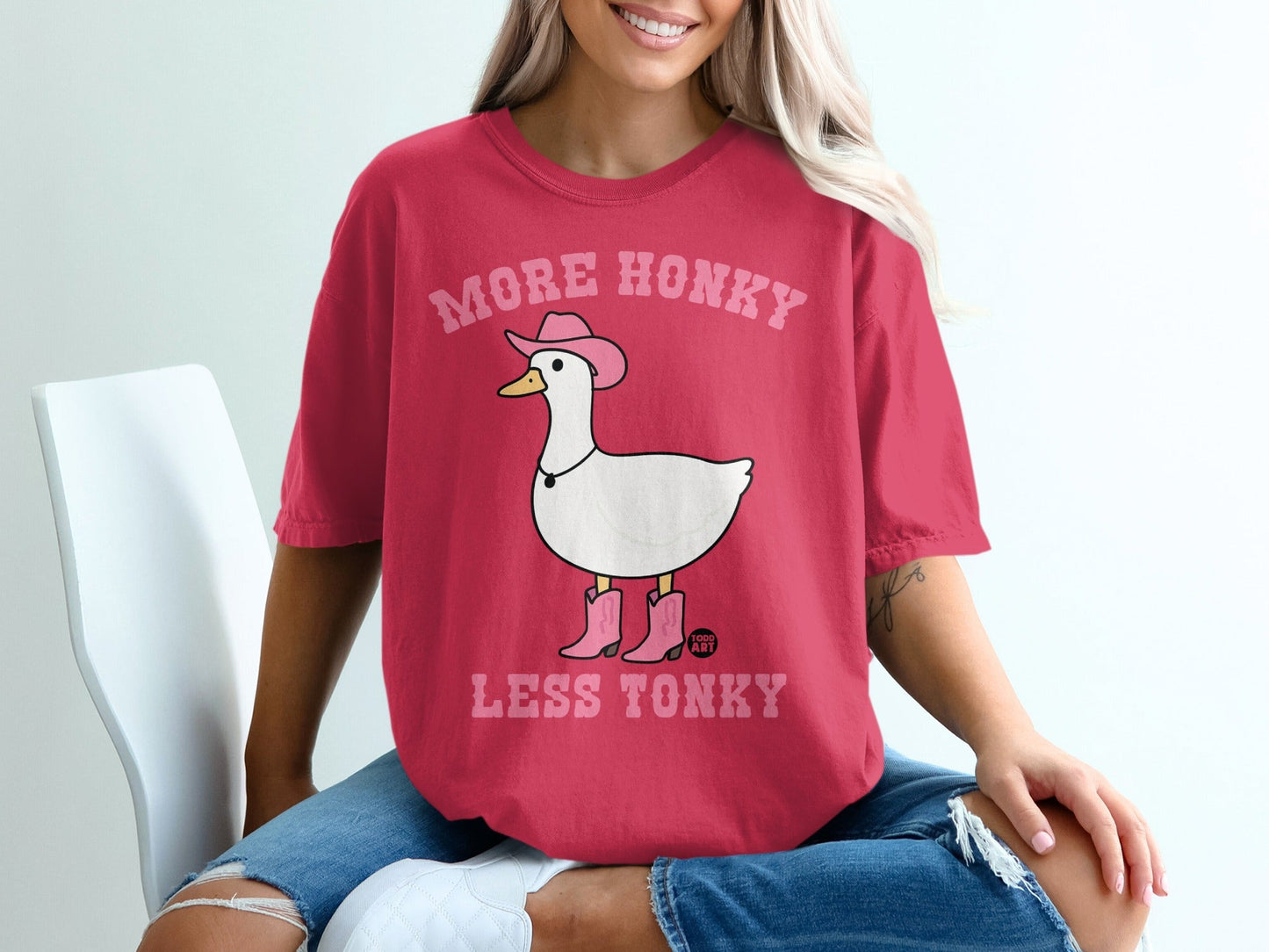 More Honky Less Tonky Duck Print Graphic T-shirt