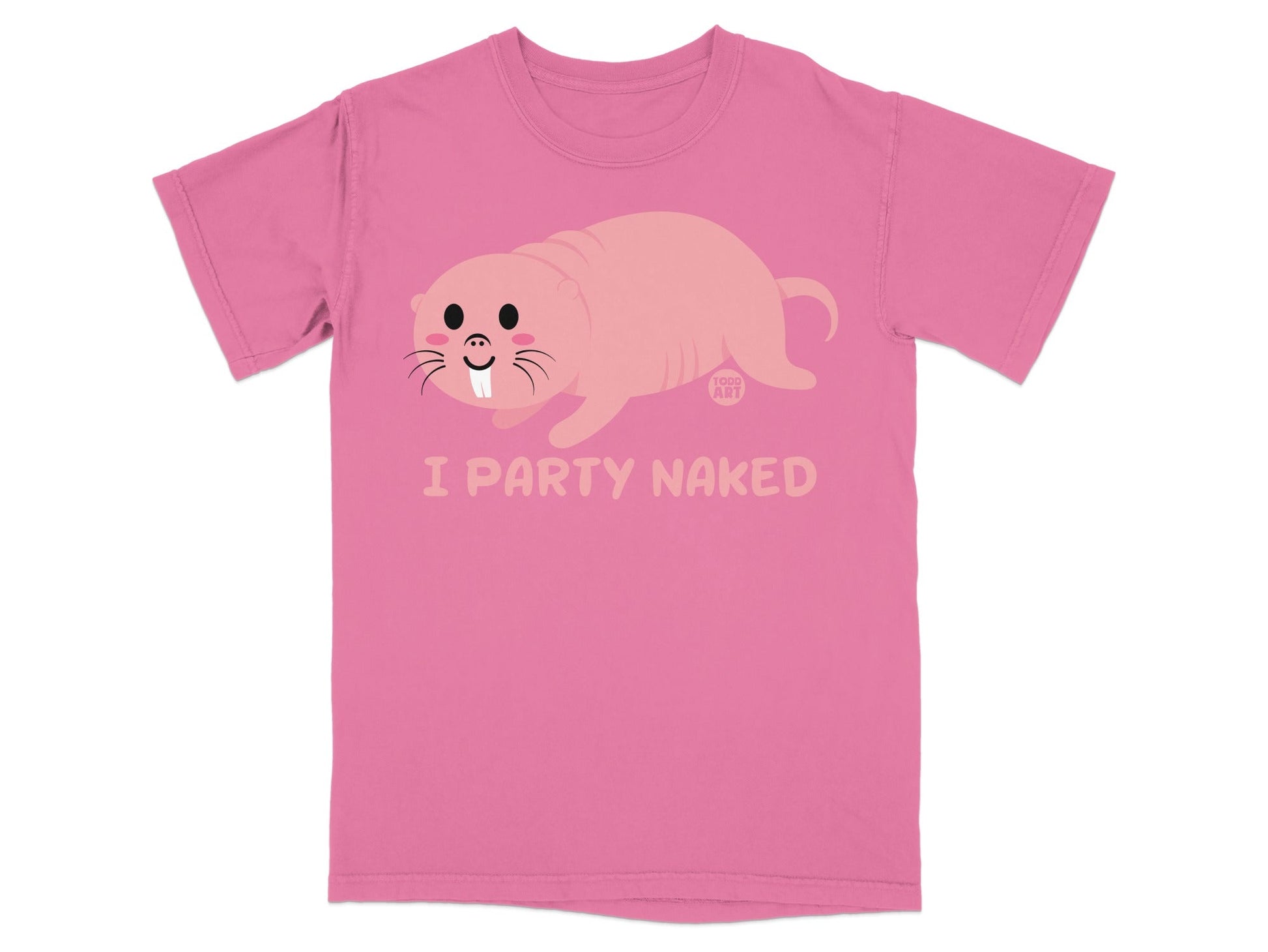 Funny Pink Shirt with I Party Naked Walrus Design