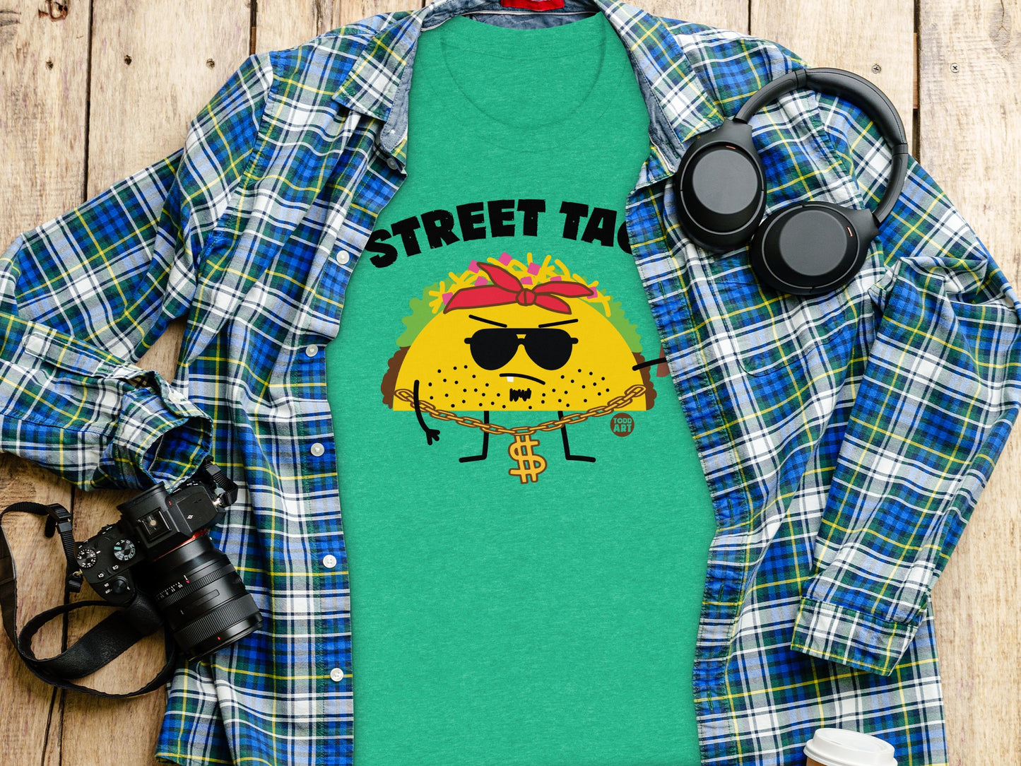 Street Taco Graphic Tee with Headphones and Camera