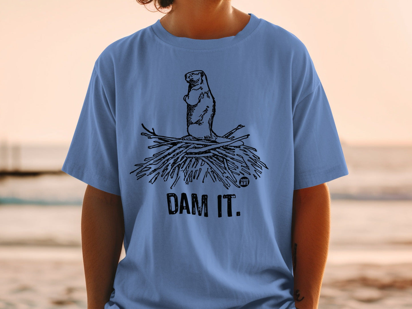 Funny Otter Dam It Graphic Tee Shirt