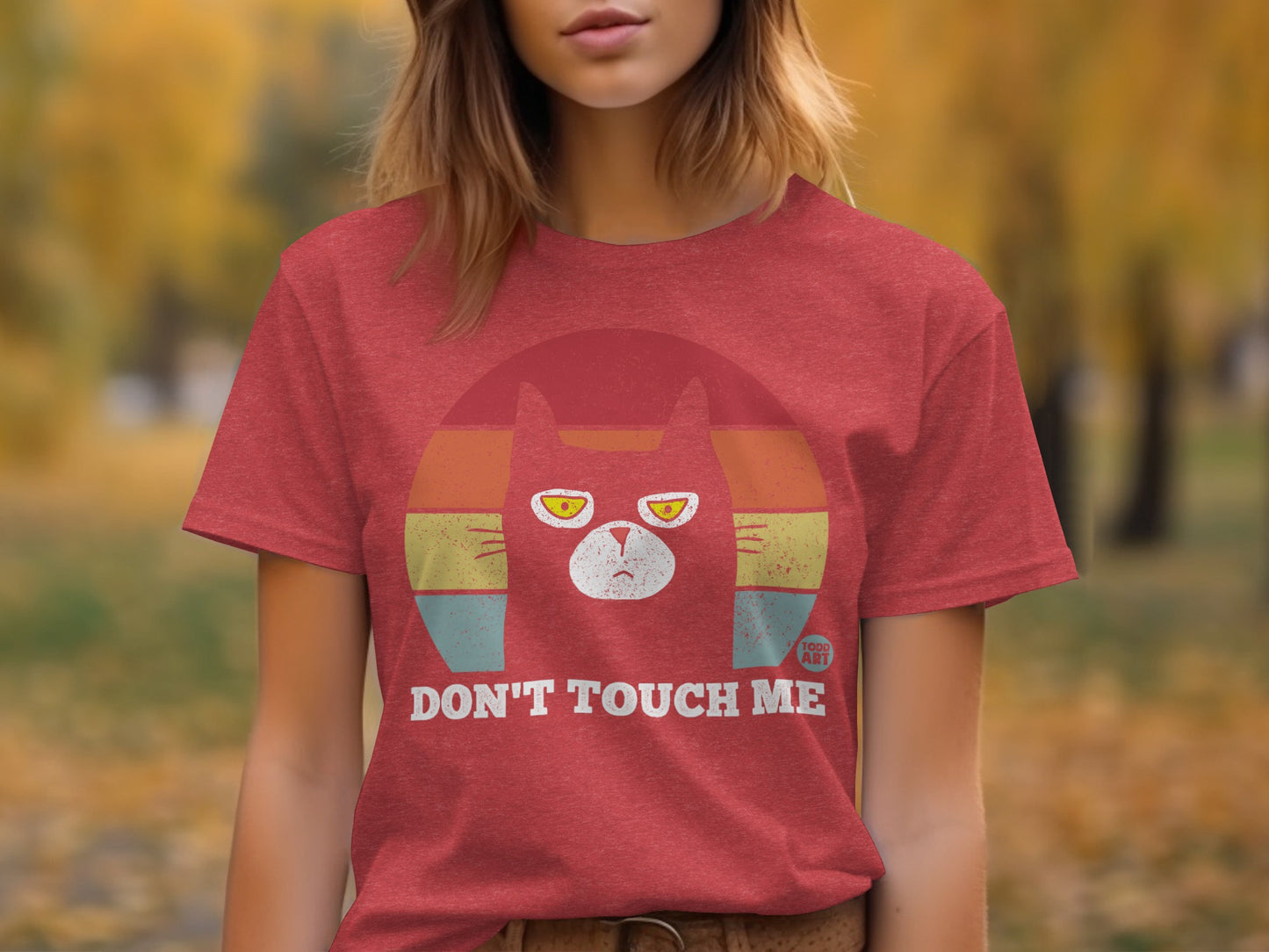 Don't Touch Me Cat Design Graphic Tee Shirt