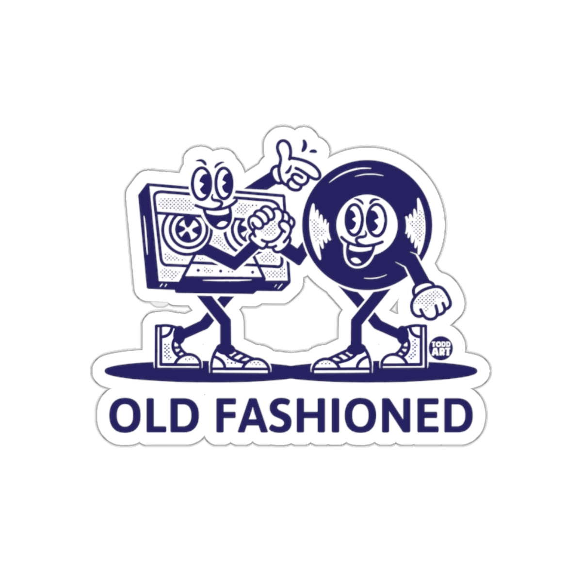 Retro Tunes Old Fashioned Cassette and Vinyl Record sticker