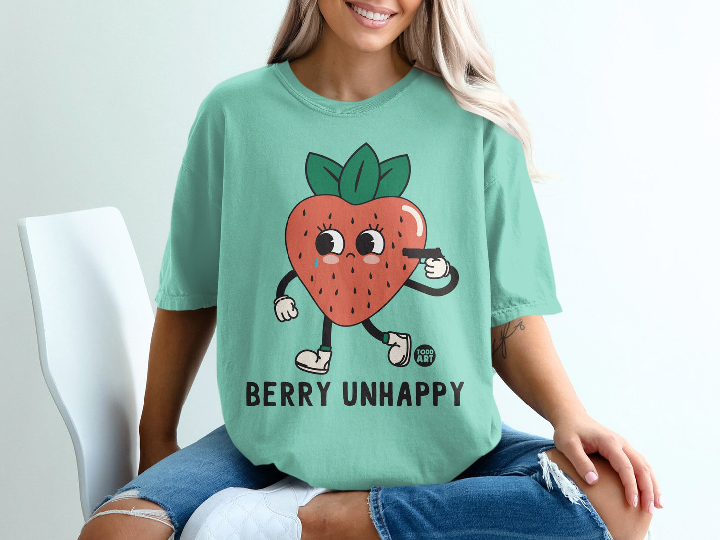 Unhappy Strawberry Cartoon Character Unique Design product type