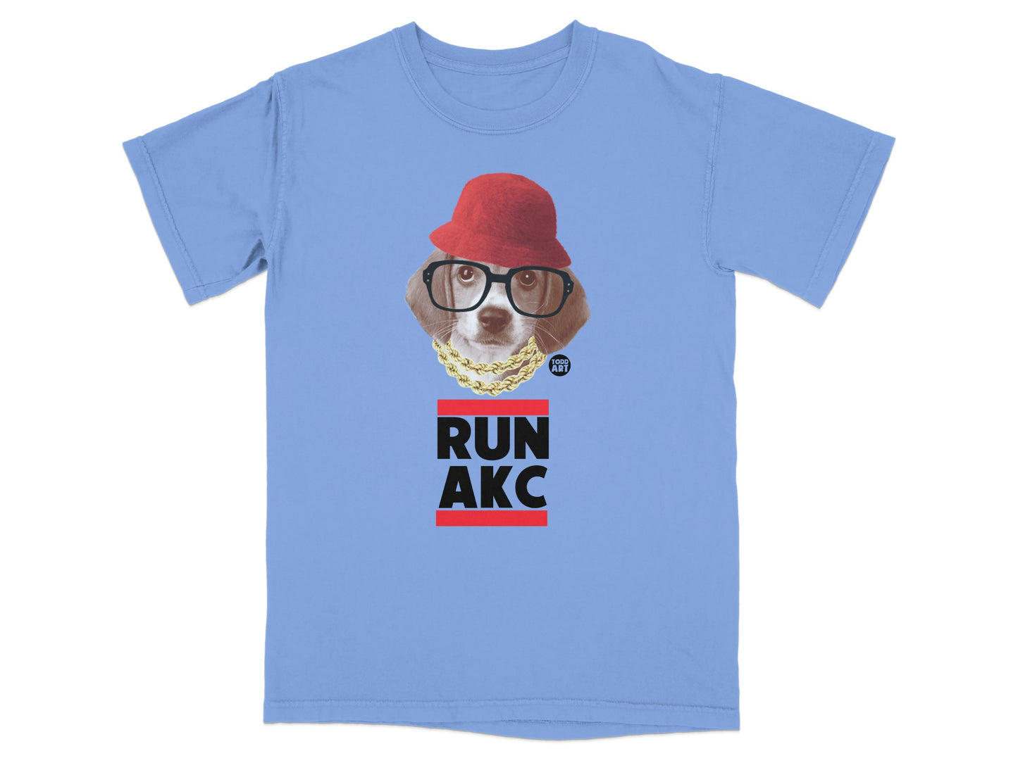 RUN AKC Hip Dog with Glasses Graphic T-shirt