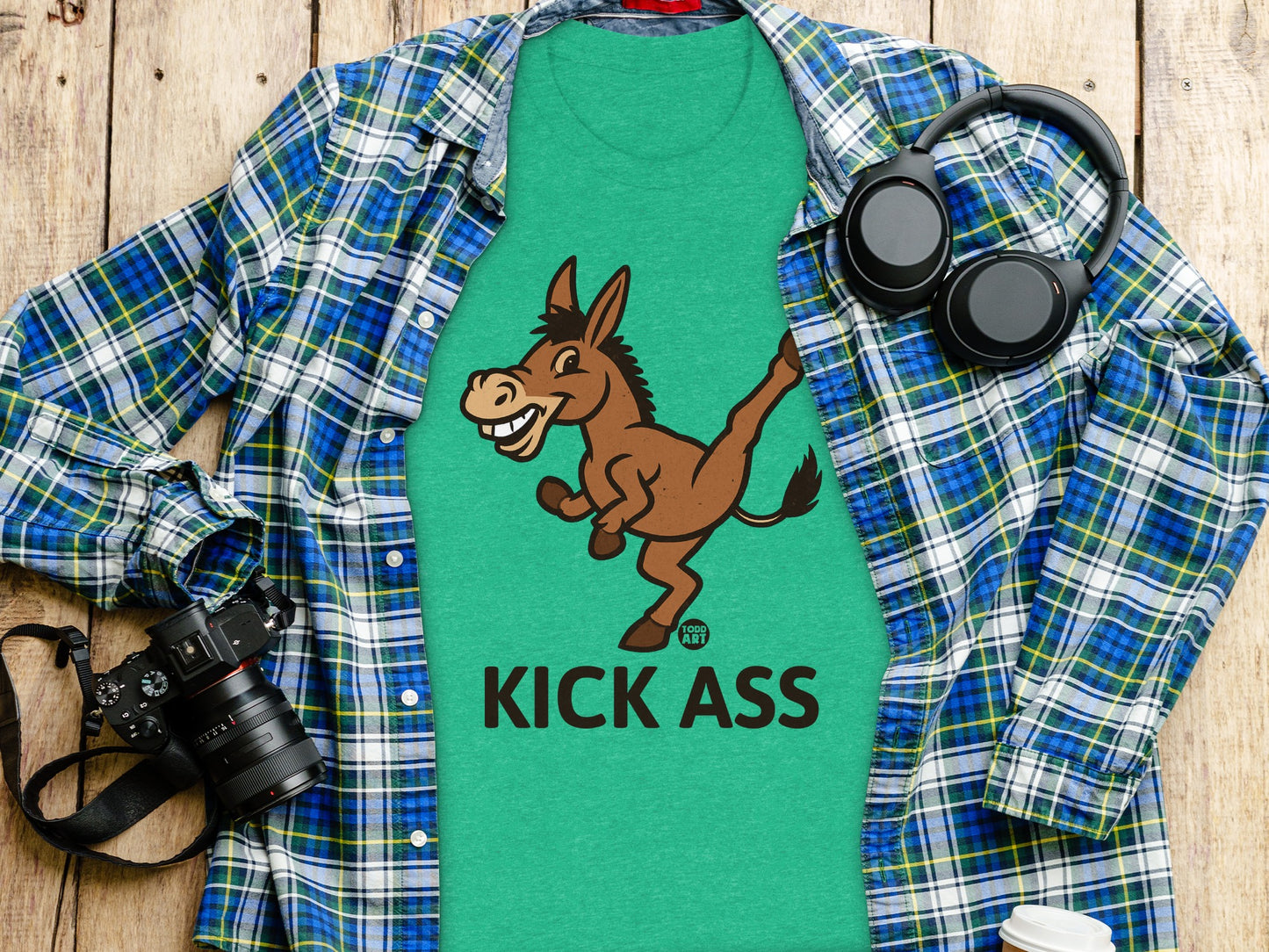 Kick Ass Donkey Graphic Green T-shirt product type