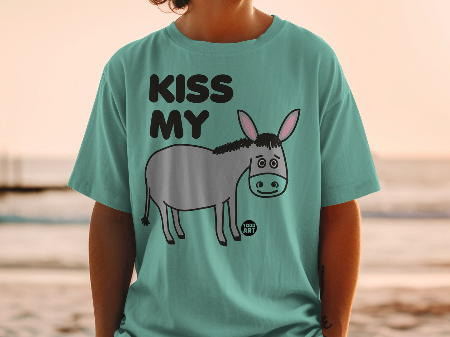 Funny Kiss My Donkey Graphic Tee For Casual Wear