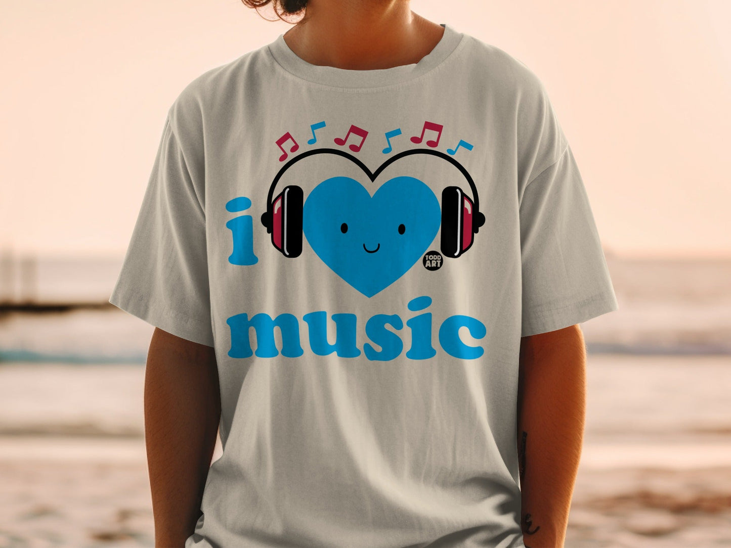 I Heart Music With Headphones Design T-shirt