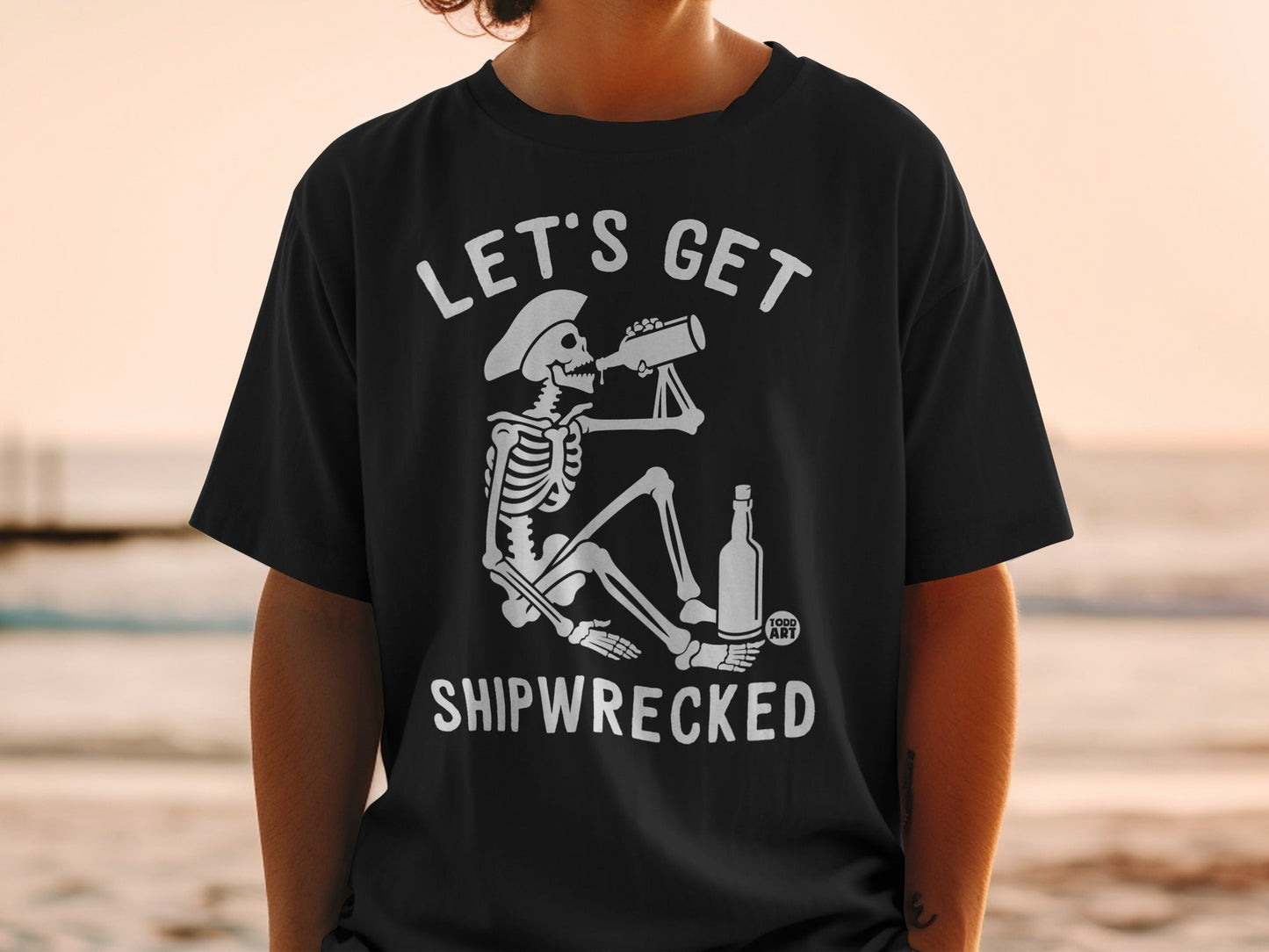 Let's Get Shipwrecked Skeleton with Telescope Shirt