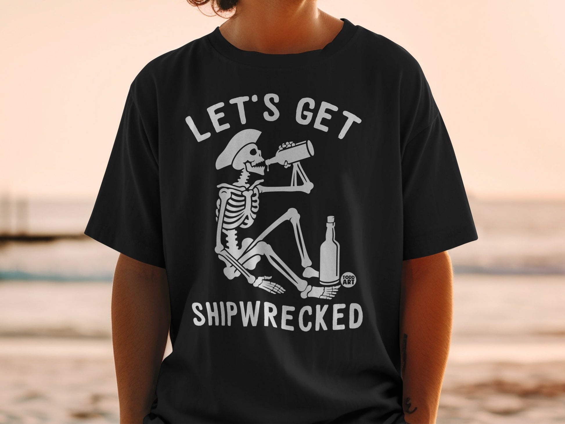 Let's Get Shipwrecked Skeleton with Telescope Shirt