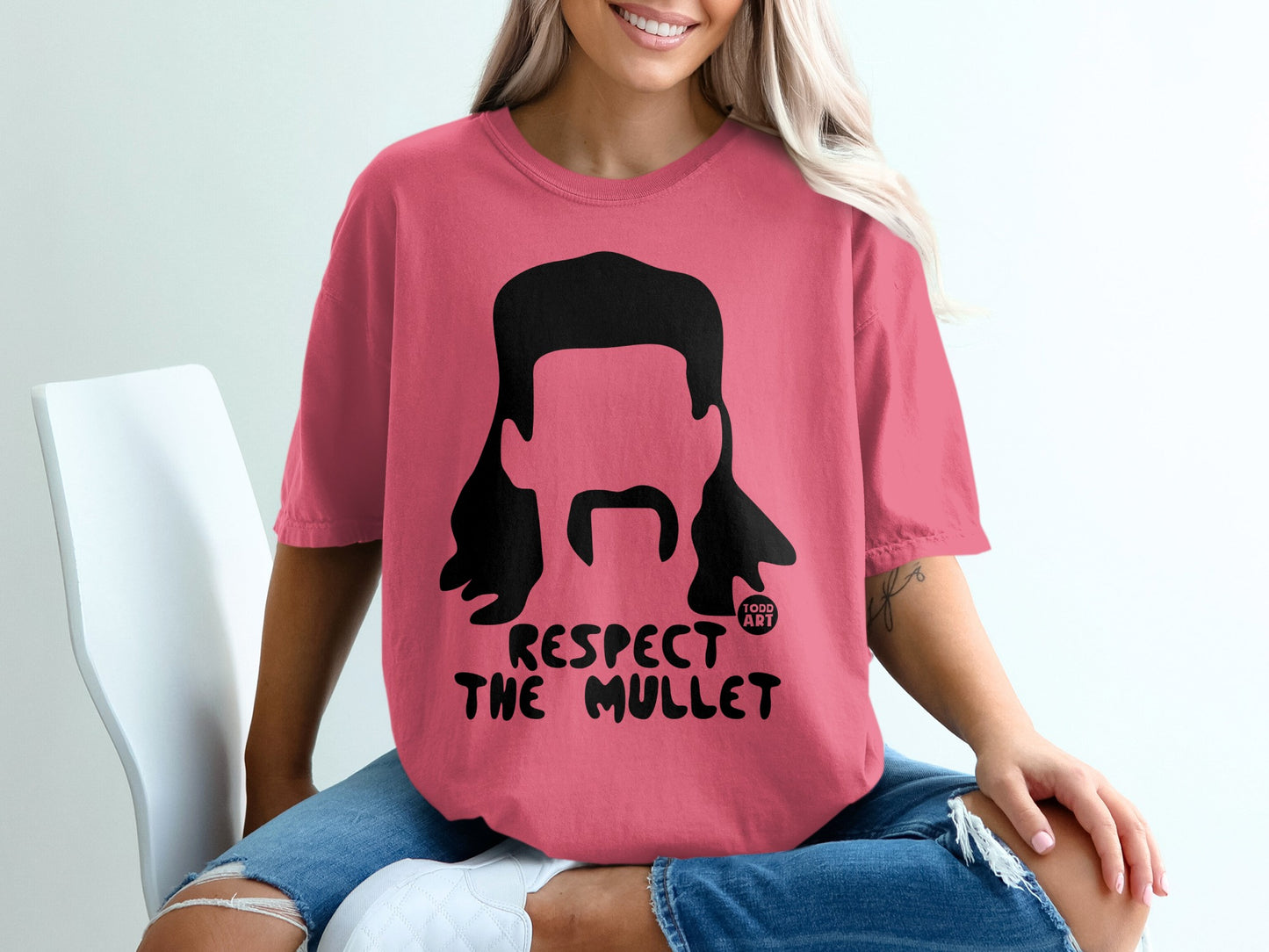 Pink Mullet Haircut Design Todd Art Respect The Mullet T-shirt product type