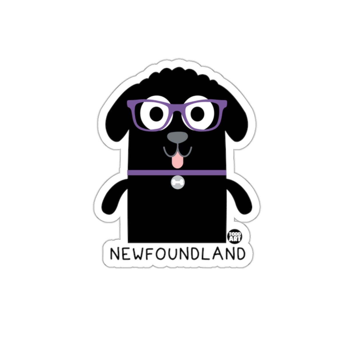 Cute Cartoon Newfoundland with Glasses Sticker