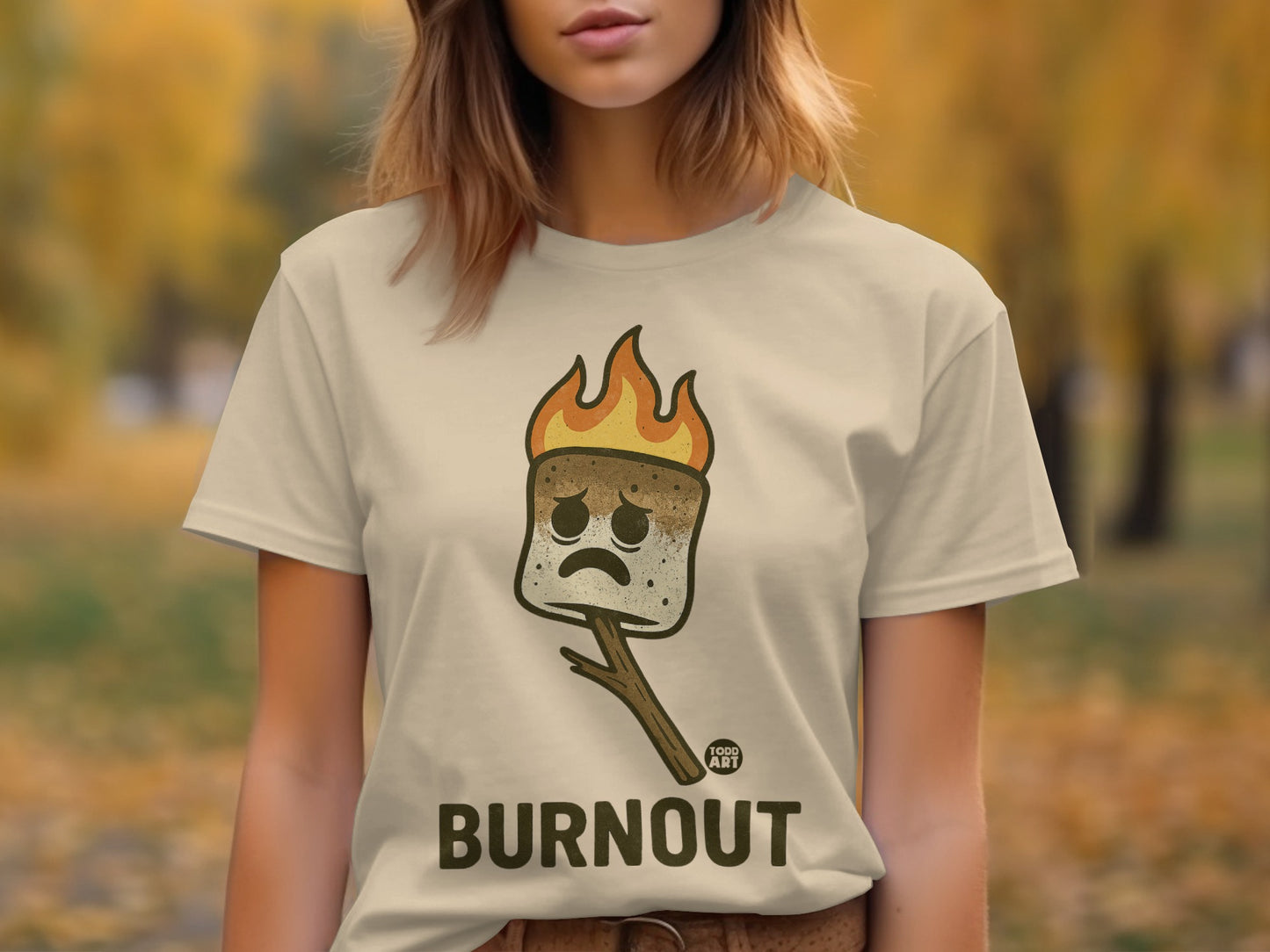 Burnout Smore Face with Flame Graphic Tee Shirt