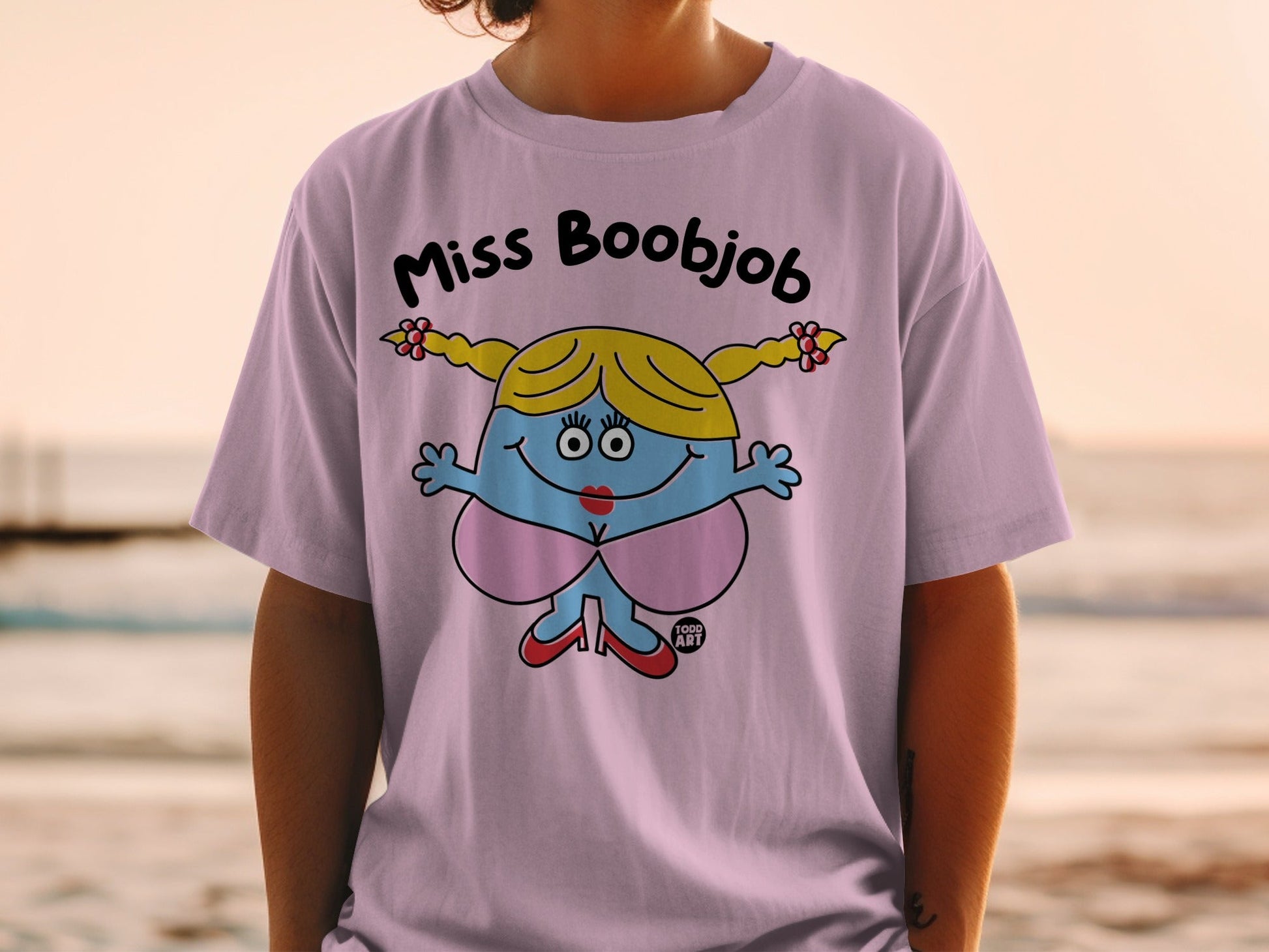 Miss Boobjob Funny Cartoon Character T-Shirt