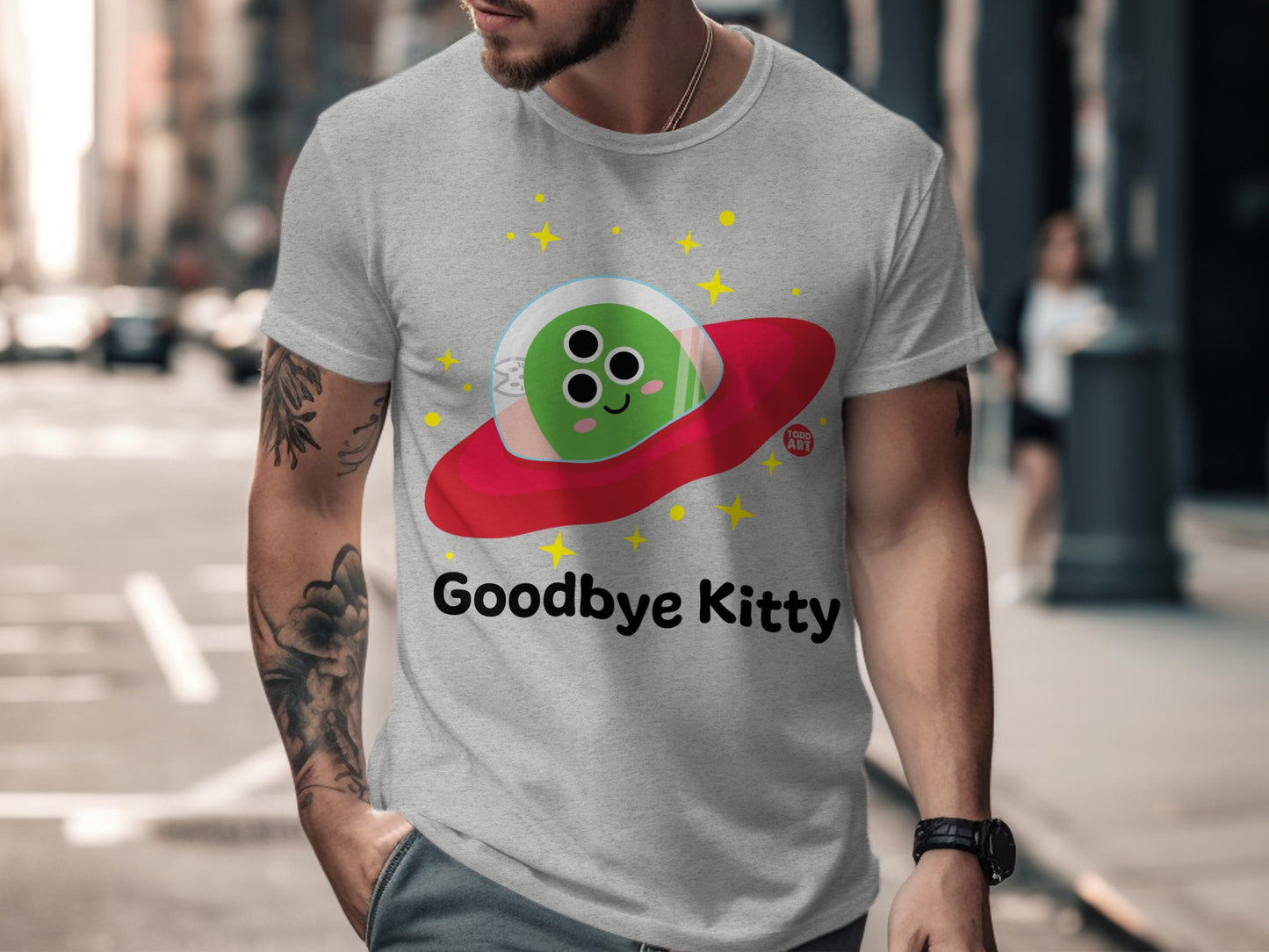 Goodbye Kitty Graphic Tee Spaceship Alien Design