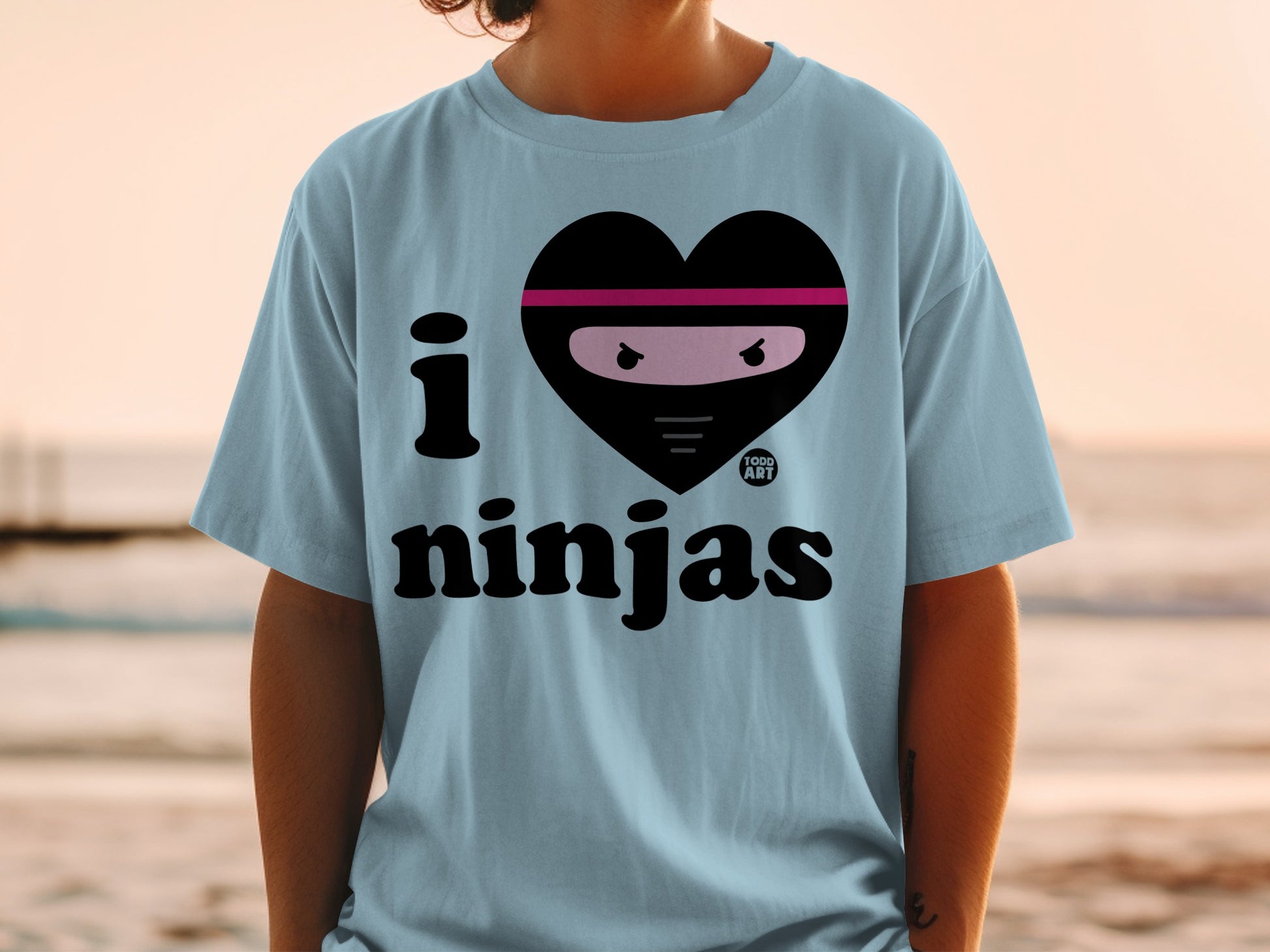 I Love Ninjas Graphic Tee for Kids and Adults