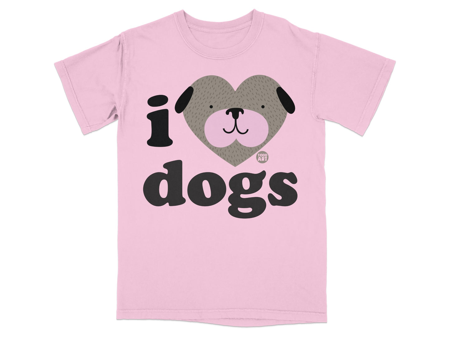I Love Dogs Cute Graphic Pink T-Shirt for Dog Lovers