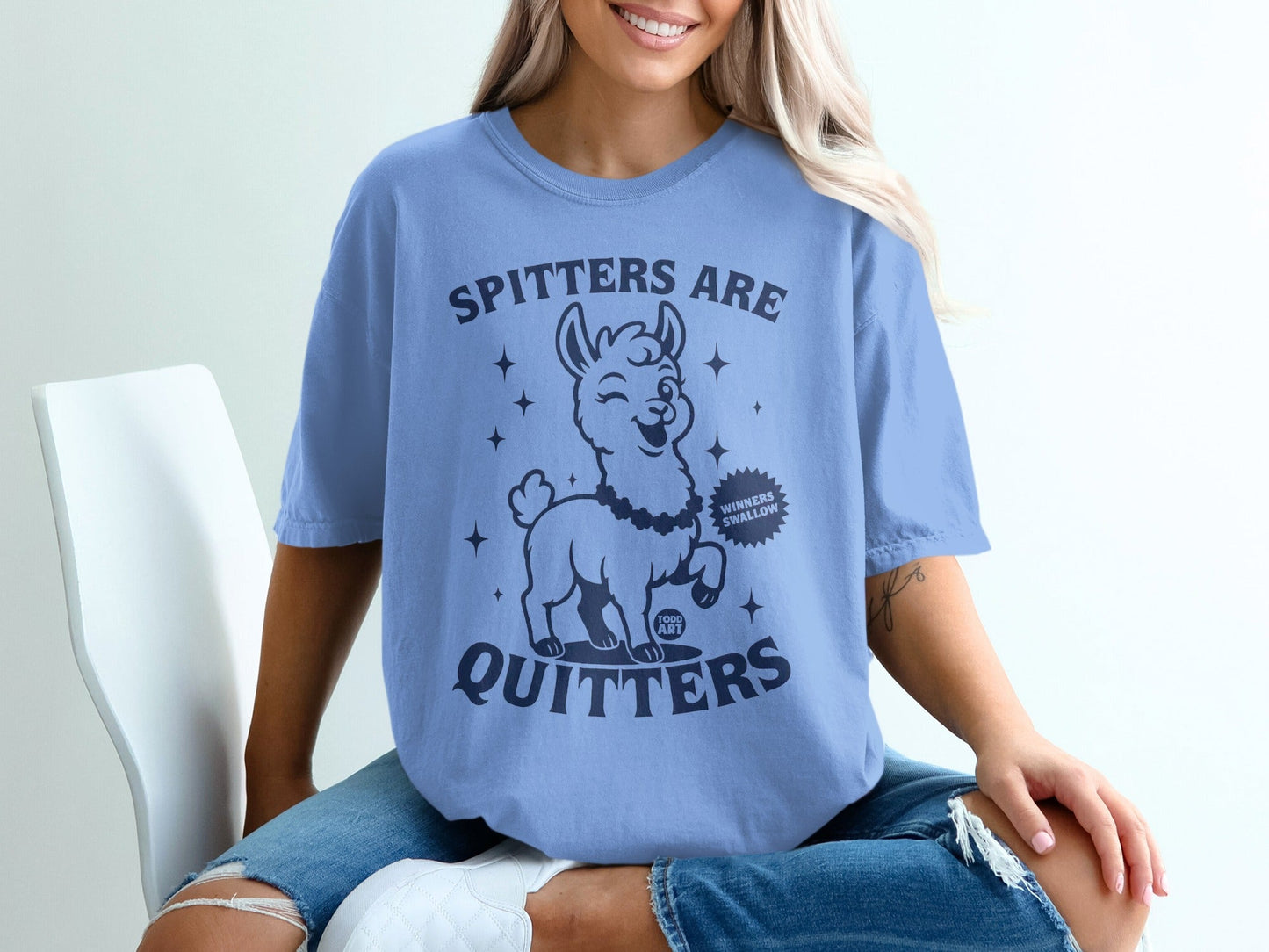 Spitters Are Quitters Funny Llama Graphic T-Shirt