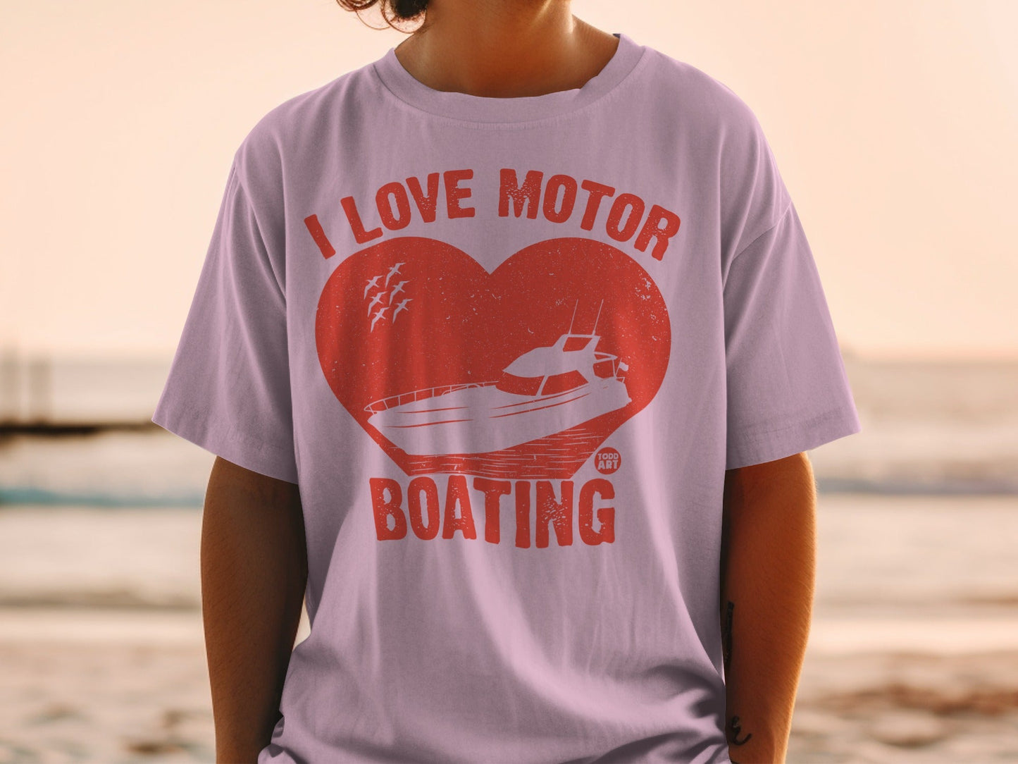 I Love Motor Boating Heart Design T-shirt