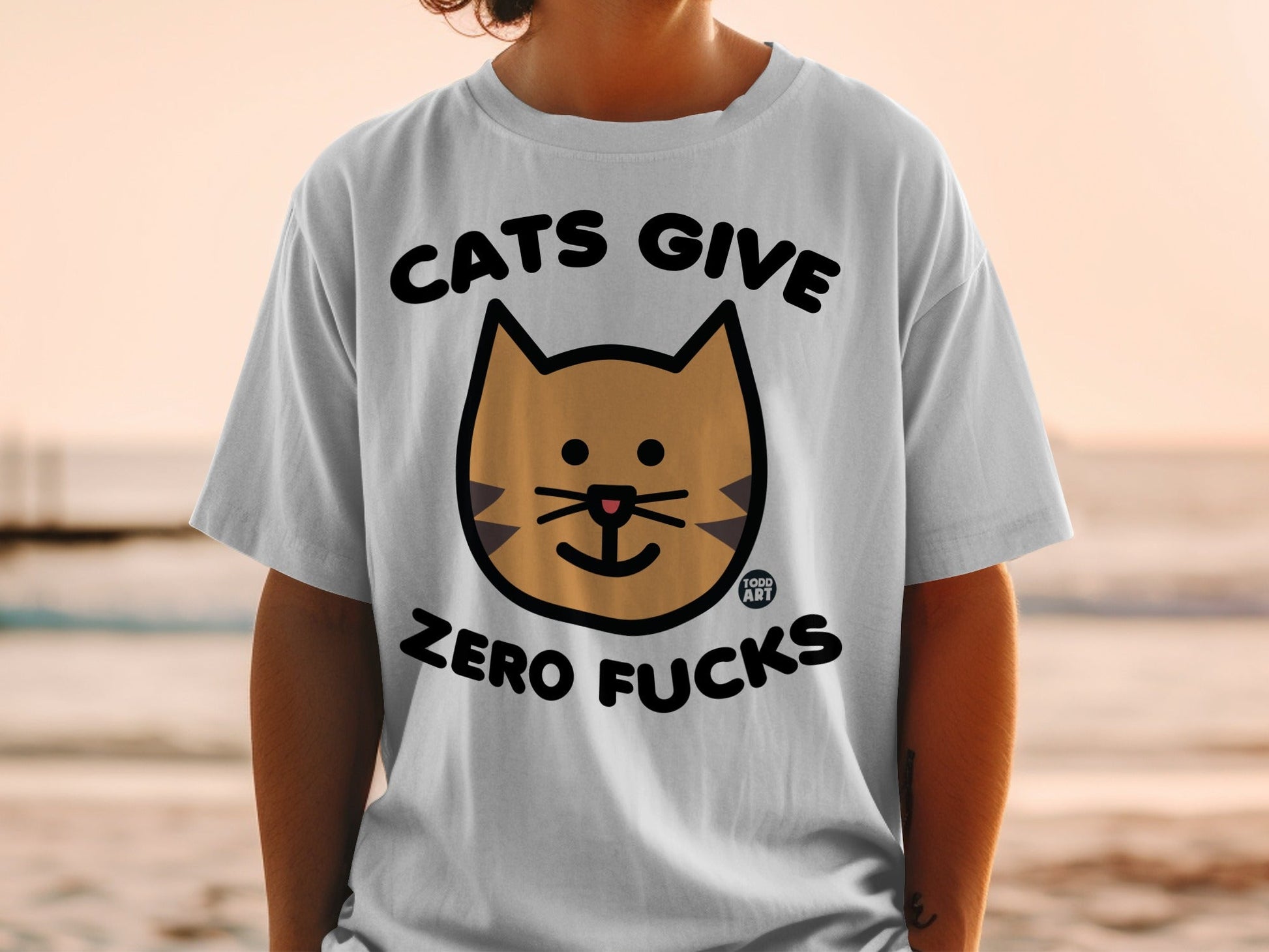 Cats Give Zero Fucks Funny Graphic T-Shirt