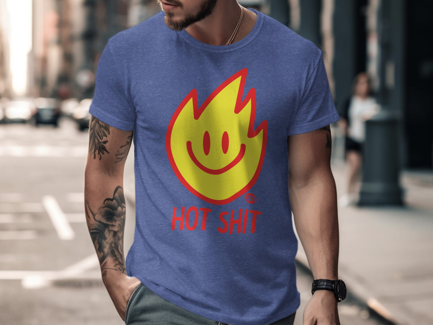 Hot Shit Smiley Face Graphic Tee for Casual Wear