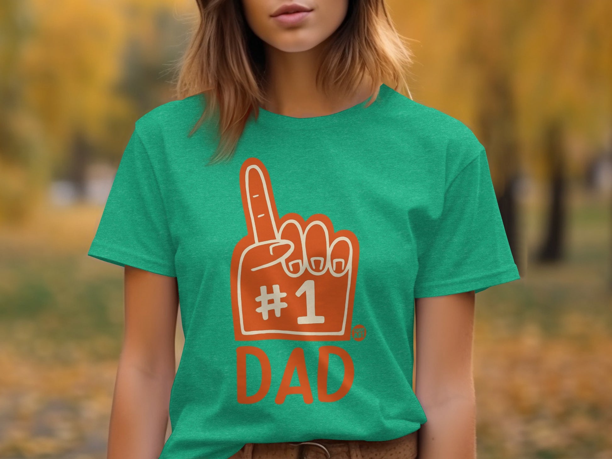 Green #1 Dad Foam Finger Design T-Shirt