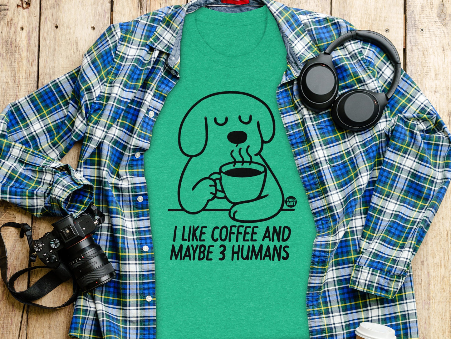 I Like Coffee and Maybe 3 Humans Funny Graphic Tee