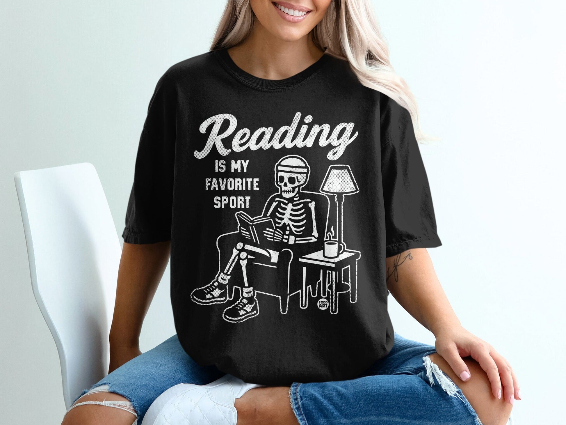 Reading Is My Favorite Sport Skeleton Shirt
