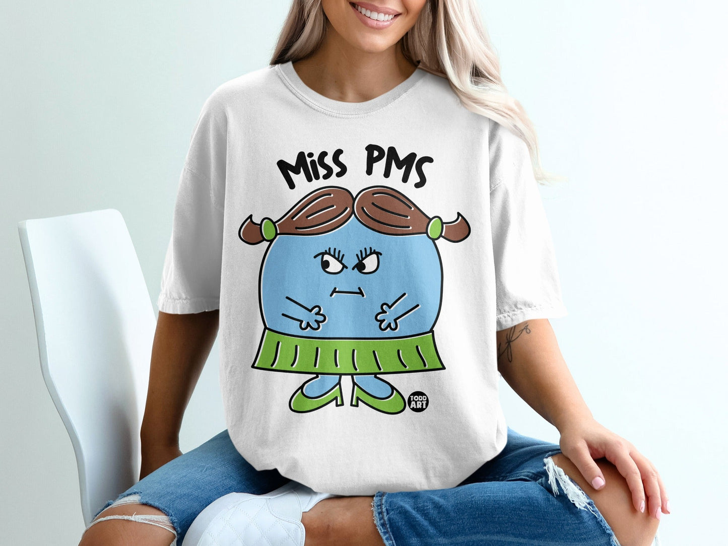 Miss PMS Cartoon Character Graphic Tee Shirt