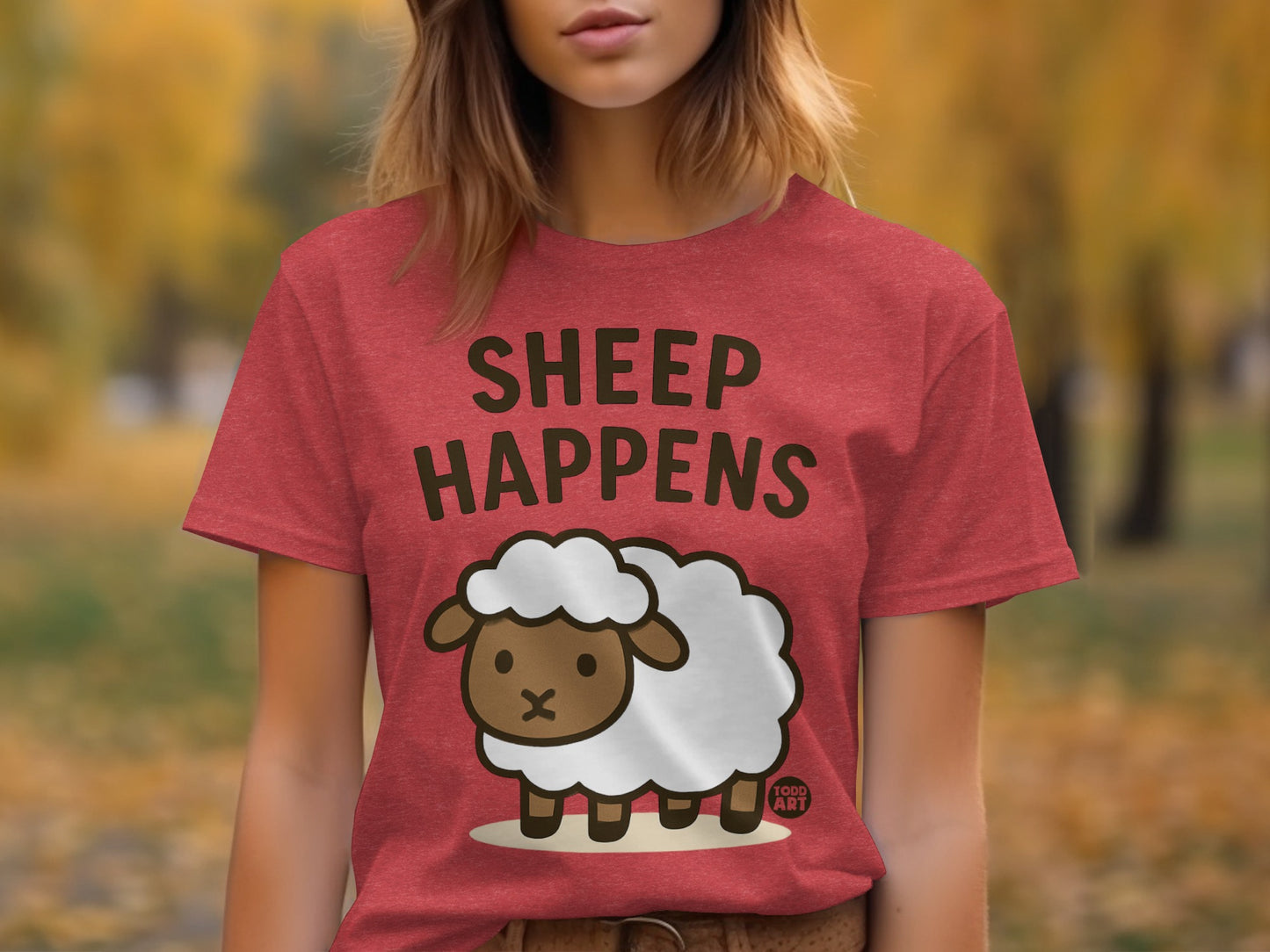 Funny Sheep Happens T-shirt with Cute Lamb Design