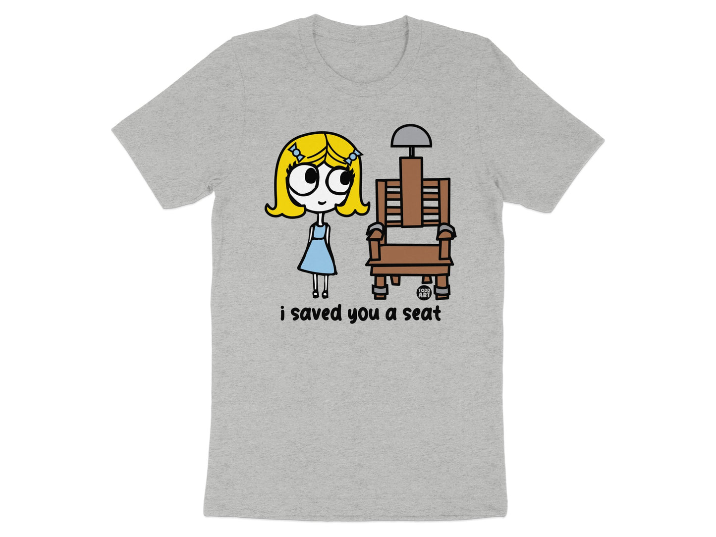 Cute Cartoon Character with Chair Graphic T-Shirt