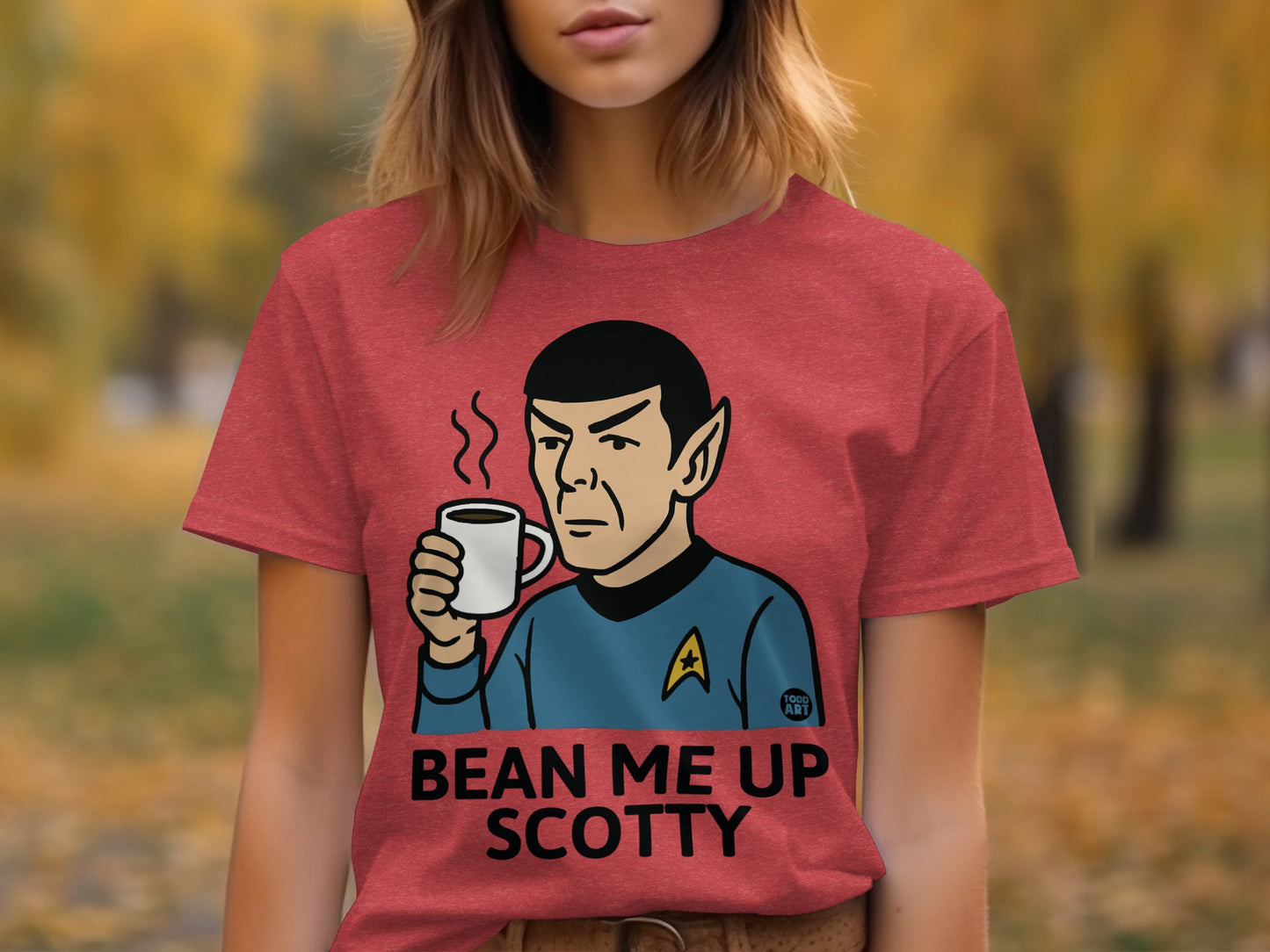 Bean Me Up Scotty Graphic Tee for Coffee Lovers