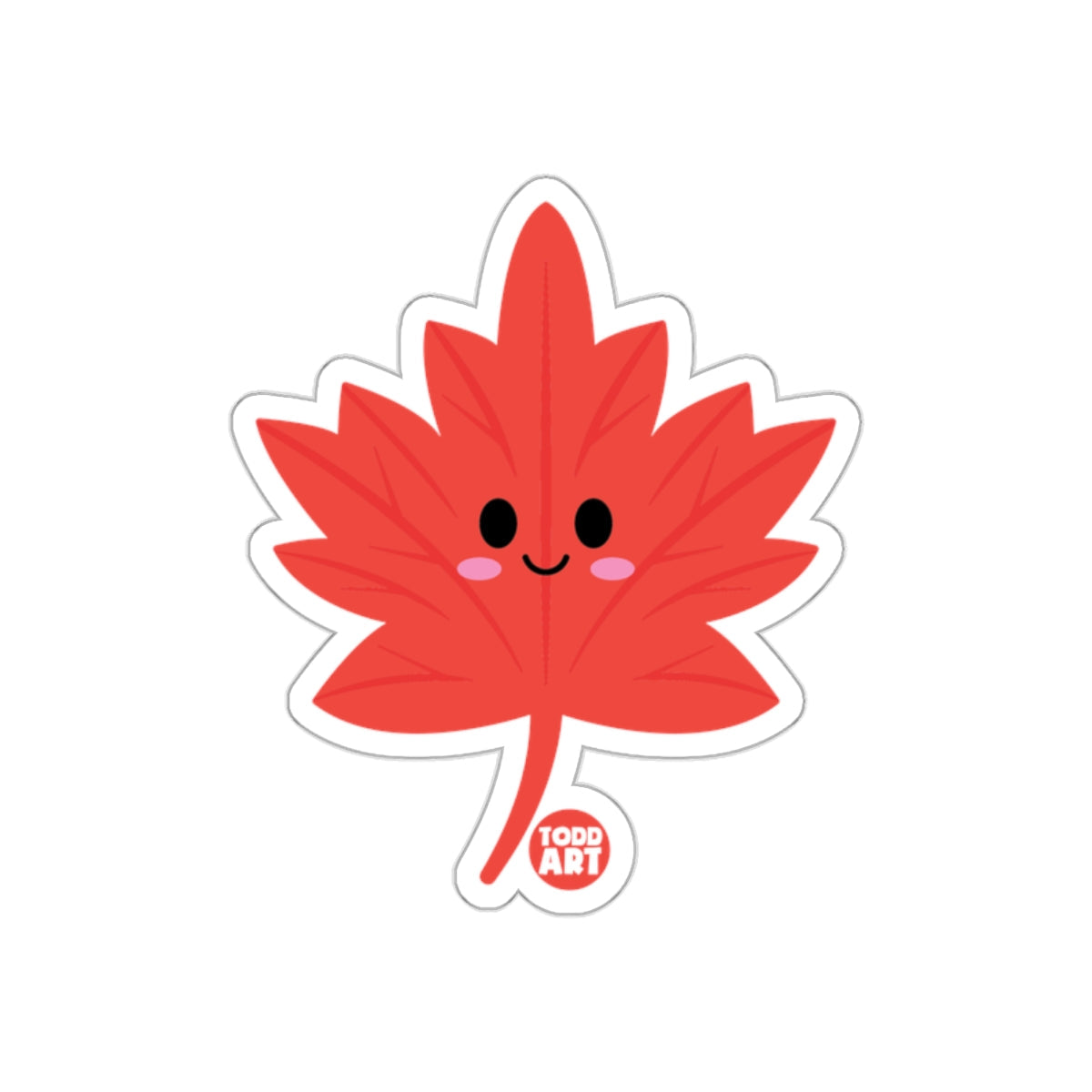 Cute Smiling Red Maple Leaf Cartoon Sticker product