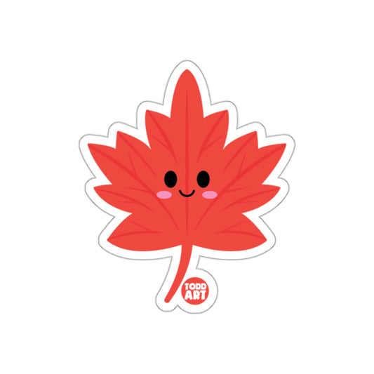 Cute Smiling Red Maple Leaf Cartoon Sticker product
