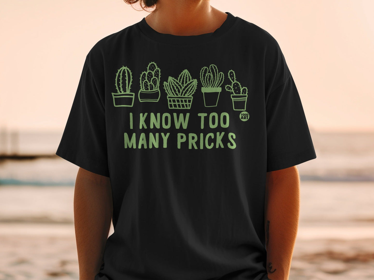 I Know Too Many Pricks Cactus Graphic Black Shirt
