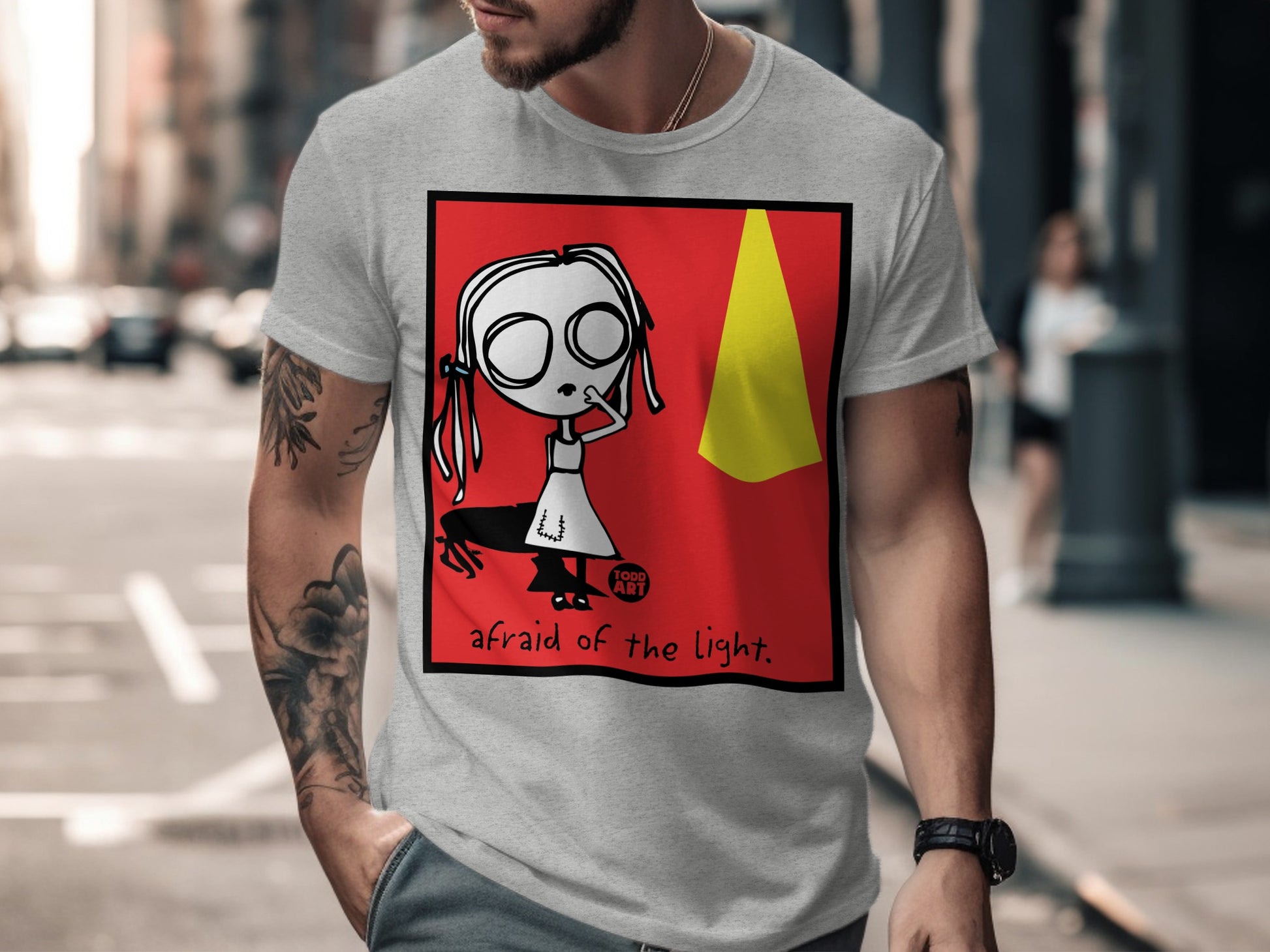 Graphic Tee with Afraid of the Light Design