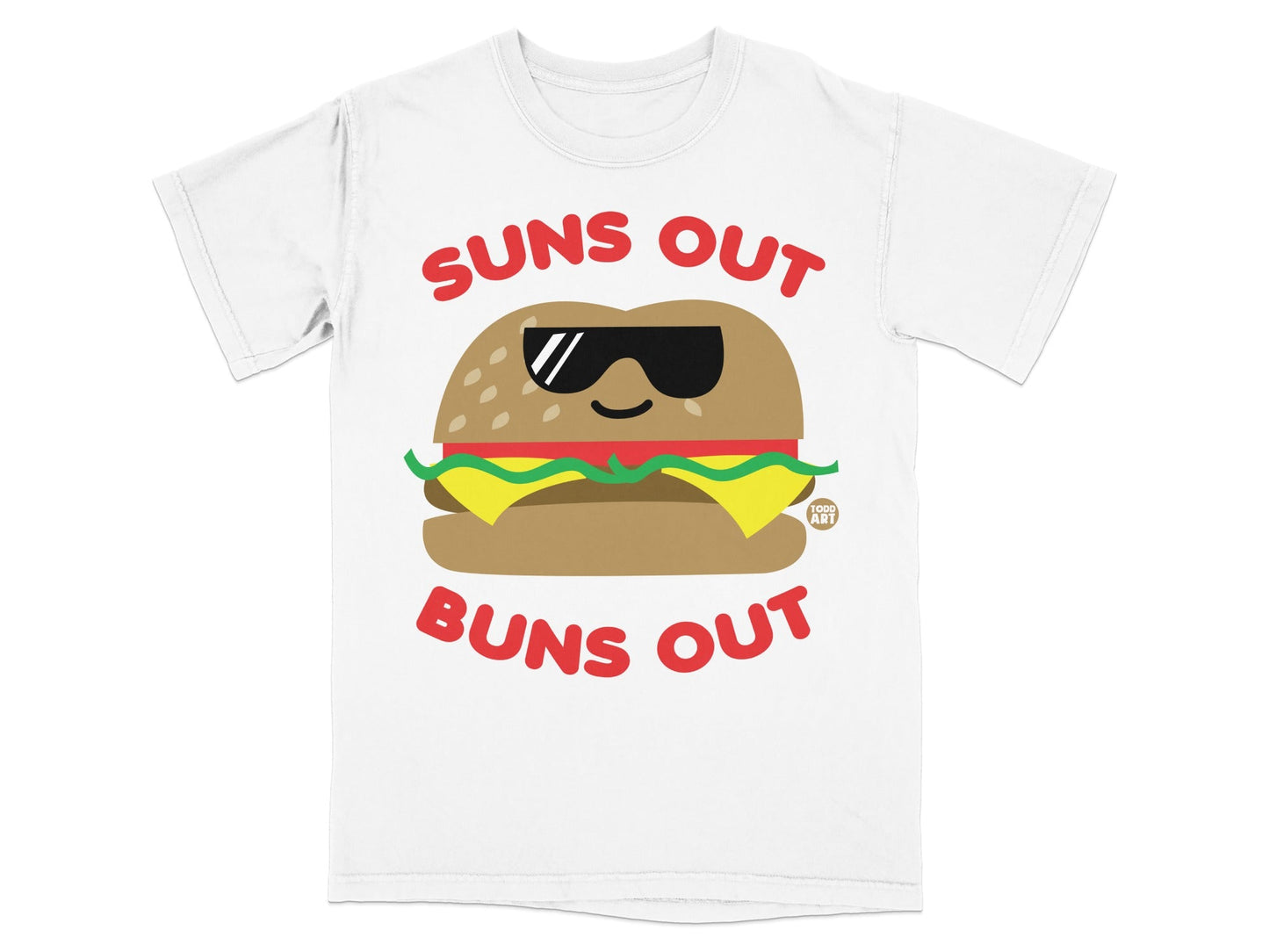 Suns Out Buns Out Sunglasses Cartoon Hamburger Shirt