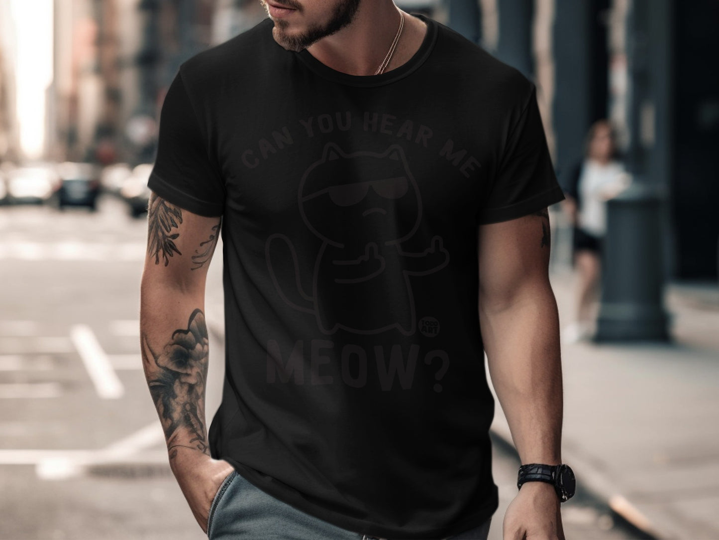 Can You Hear Me Meow Cool Cat Graphic T-Shirt