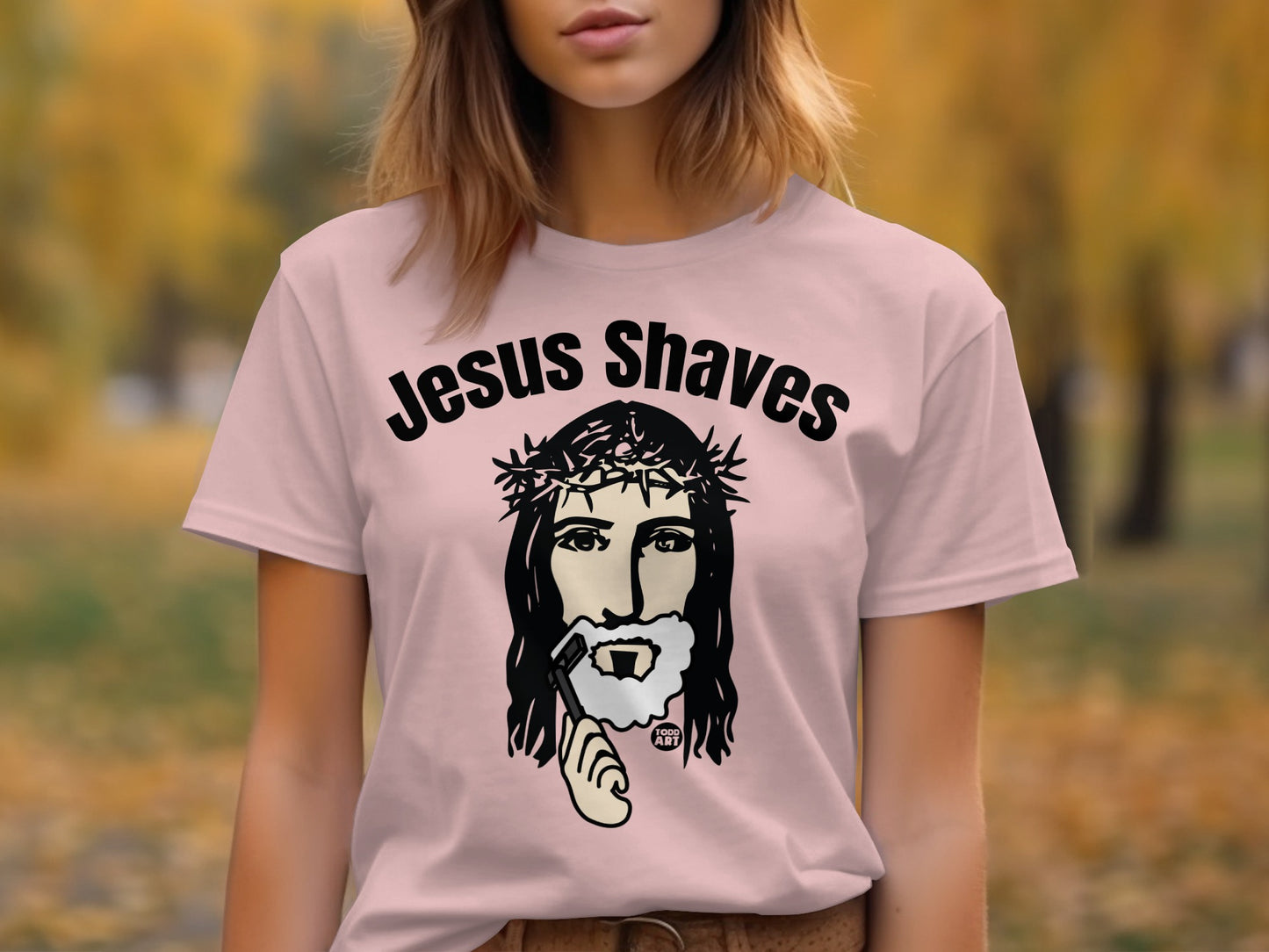 Jesus Shaves Graphic Tee Humor T Shirt product