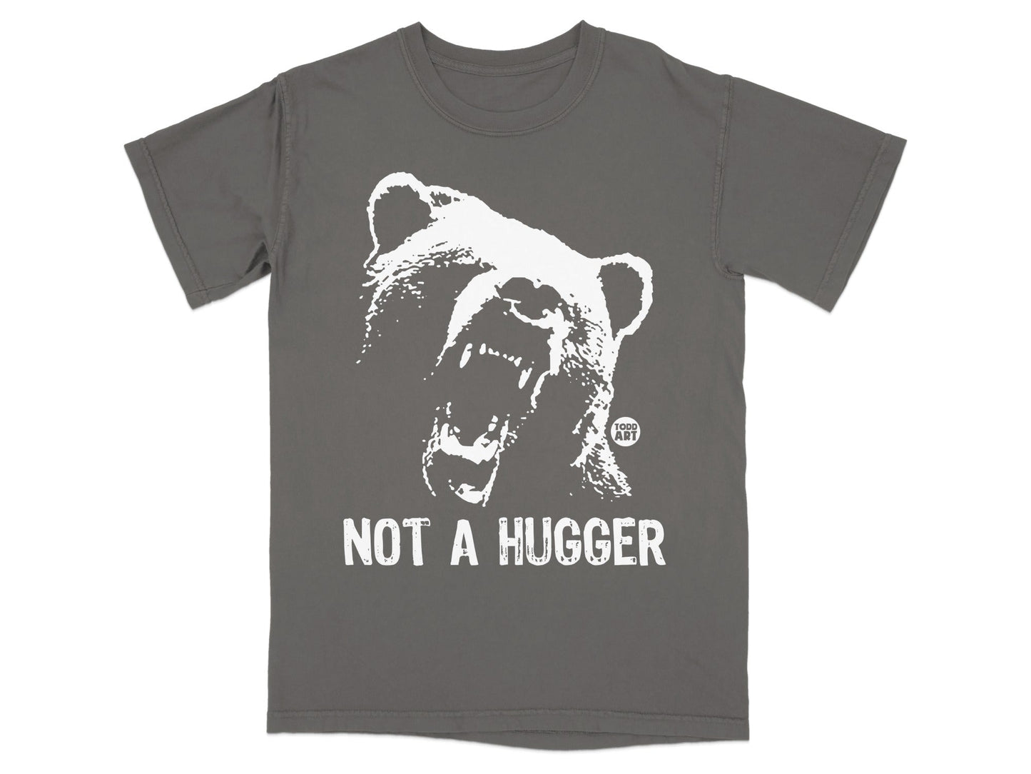 Not A Hugger Bear Design Graphic T-shirt Fun Tee