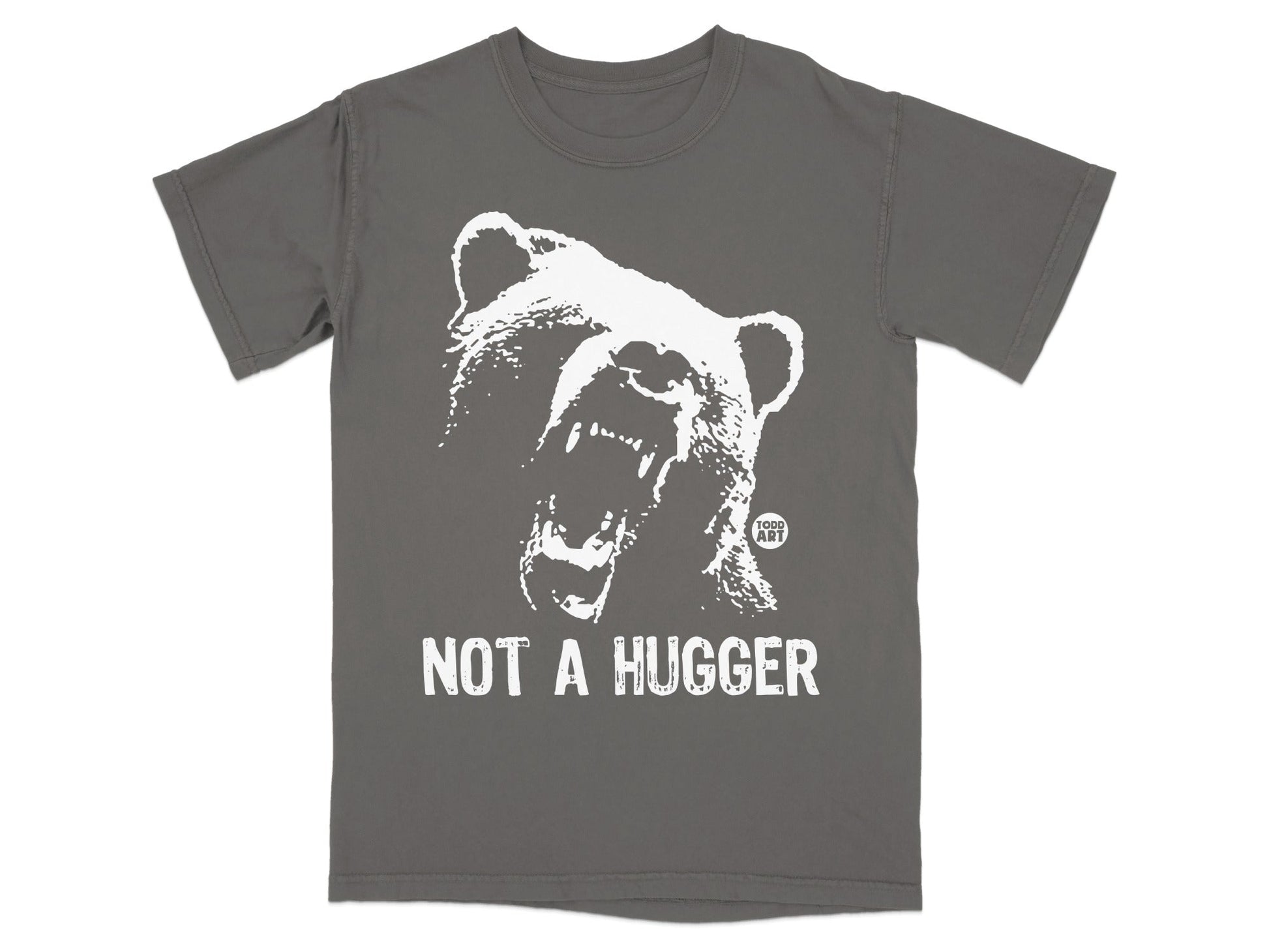 Not A Hugger Bear Design Graphic T-shirt Fun Tee