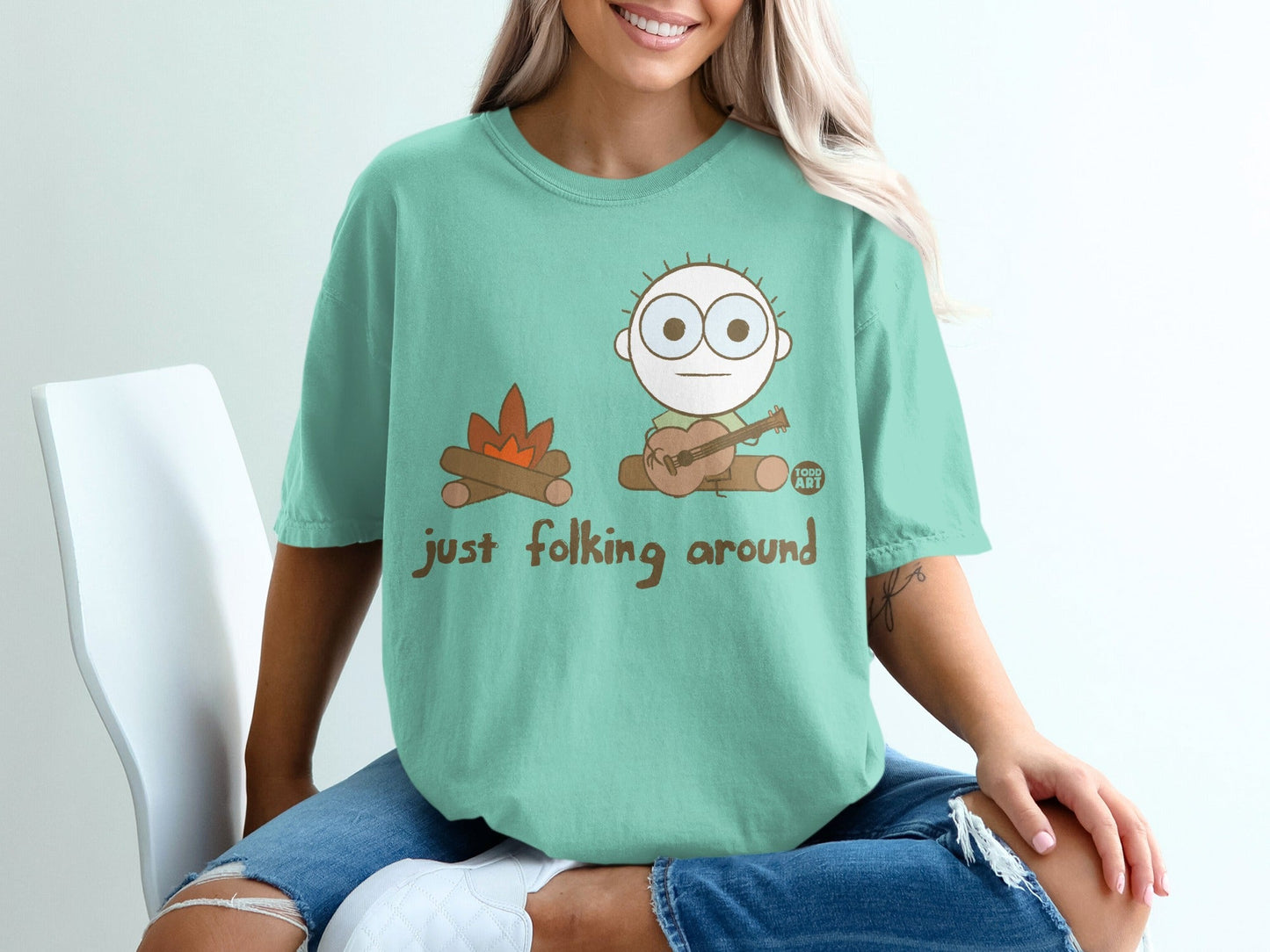 Just Folking Around Graphic T-Shirt Casual Tee